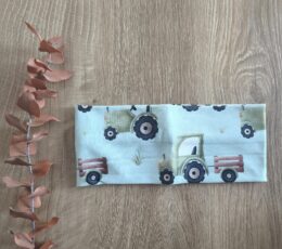 Otroški trak za ušesa - moder z motivom traktorja