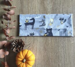 Otroški trak za ušesa - siv z motivom živali