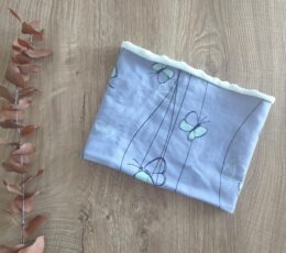 Otroški šal buff - vijoličen z motivom metuljev