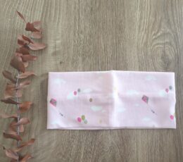 Otroški trak za ušesa - roza z motivom neba