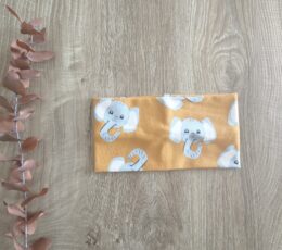 Otroški trak za ušesa - rumen z motivom slonov za fanta
