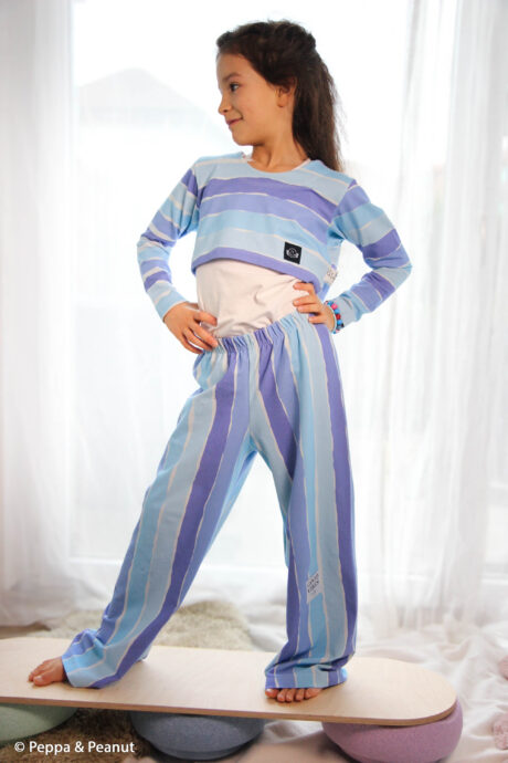 Bombažni jersey – elastično blago za majice in otroška oblačila Pastelne črte (4)