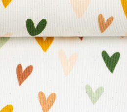 Bombažni jersey rib Srčki – bela – 001