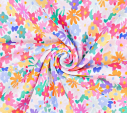 Bombažna prevešanka Cvetlična - bela - 099